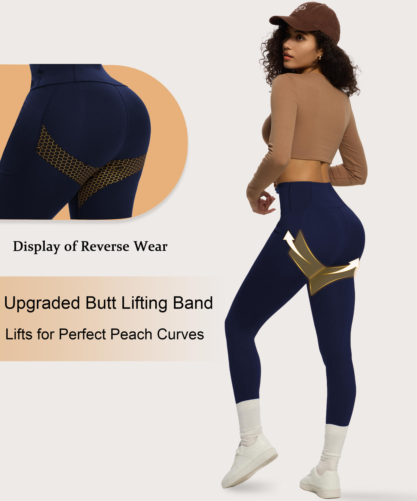 Curvphilo Tummy Control Compression Leggings with Pockets Butt lifting High Waist Pants for Women