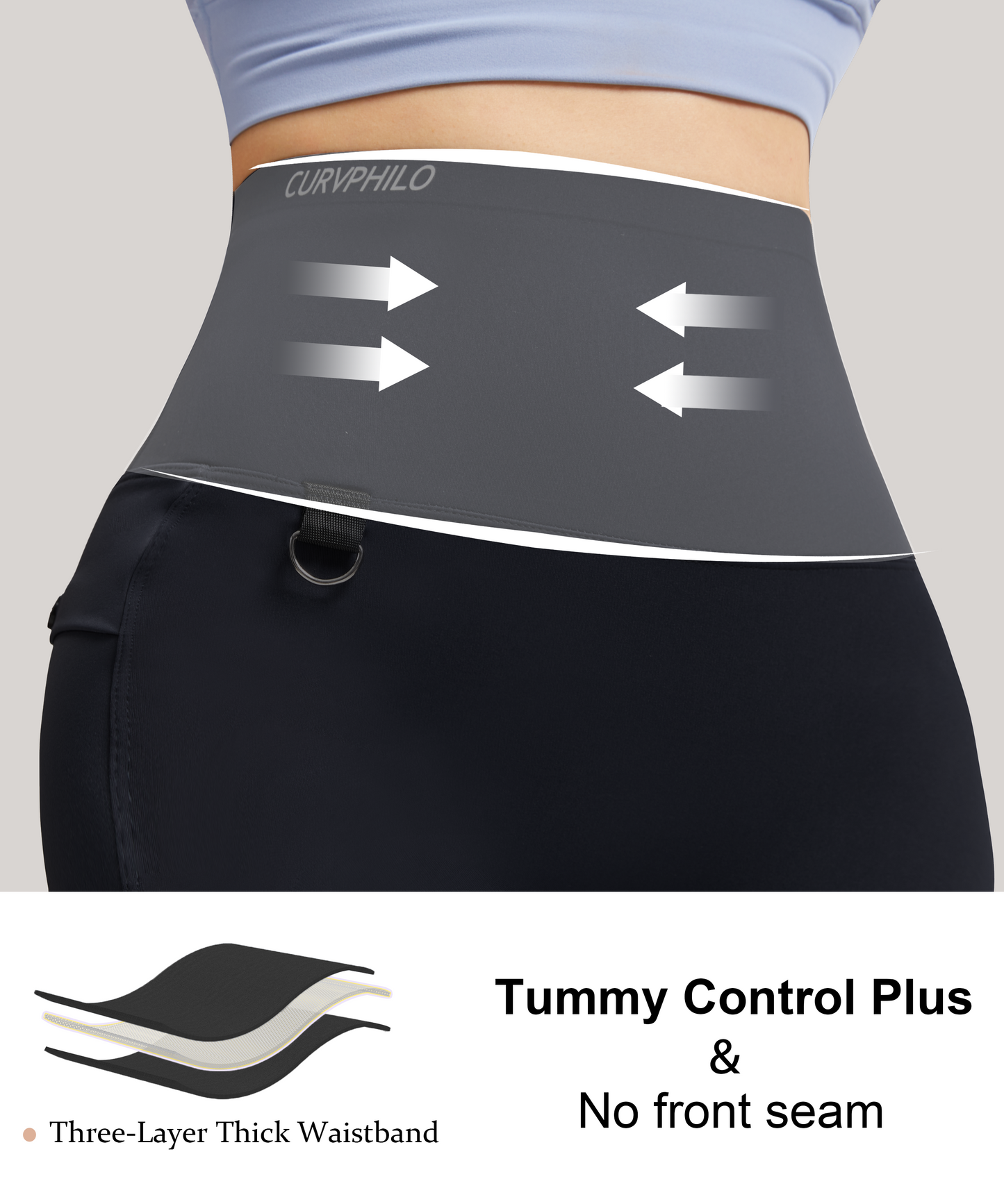 Curvphilo Thick High Waist Leggings with Pockets Tummy Control Workout Butt Lifting Compression Leggings for Women with Hook
