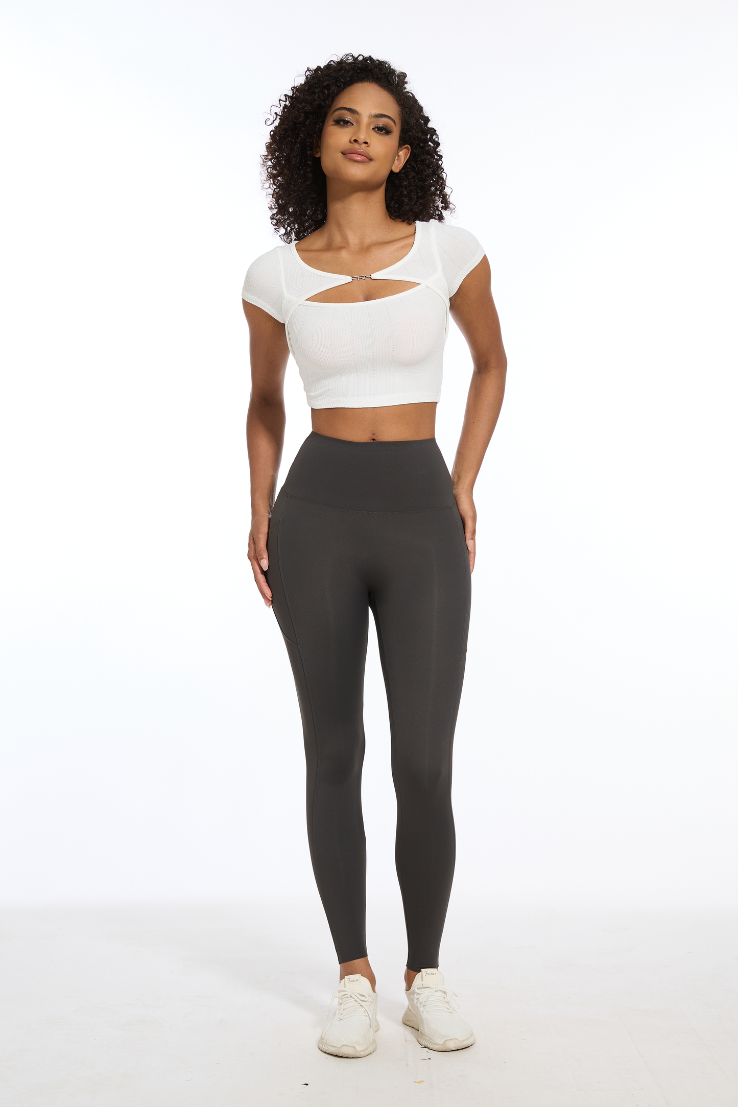 Curvphilo Tummy Control Compression Leggings with Pockets Butt lifting High Waist Pants for Women
