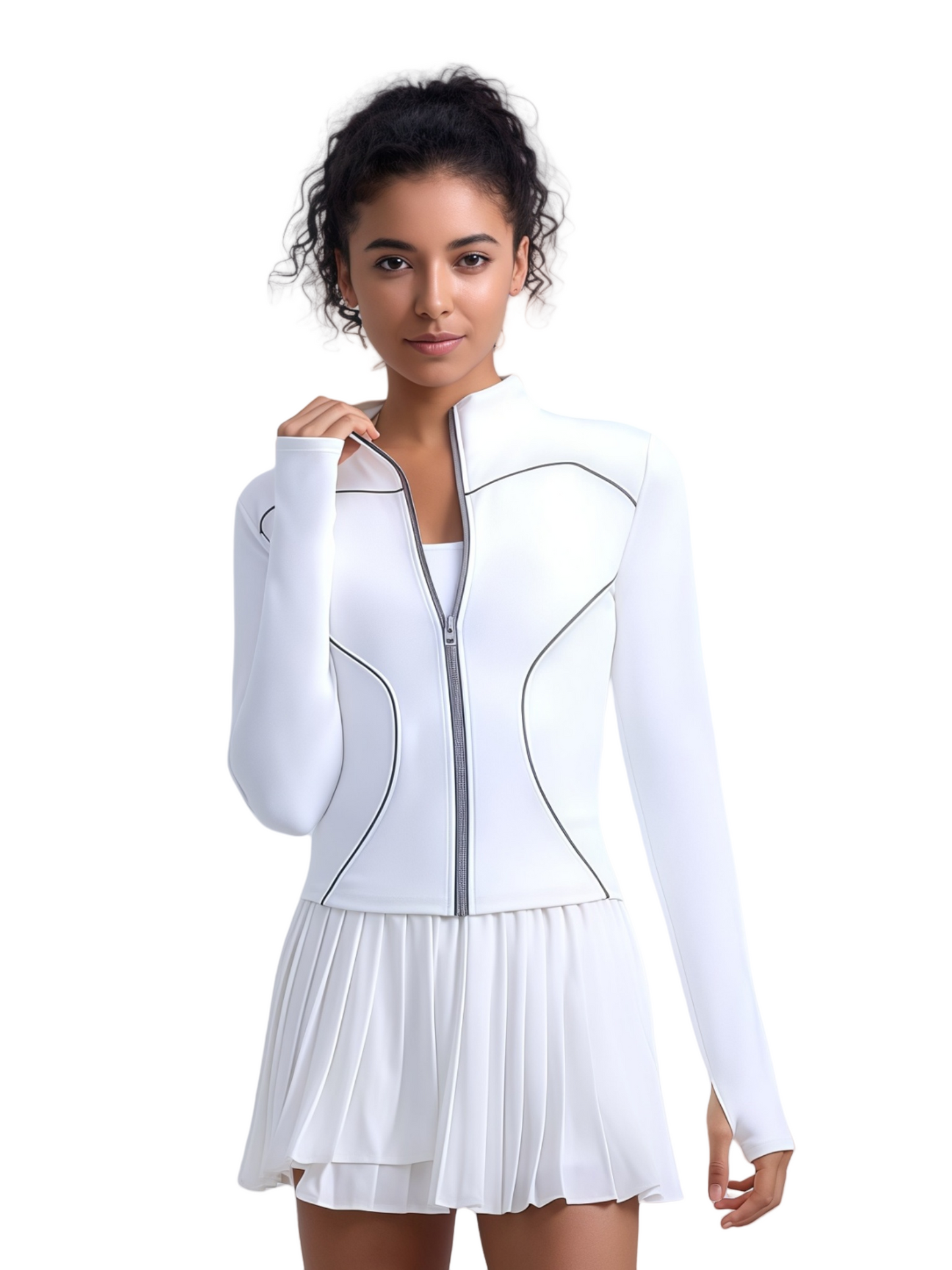 Workout Jackets for Women With Thumb Holes Full Zip Reflective Athletic Running Track Jacket Slim Fit Yoga Jacket