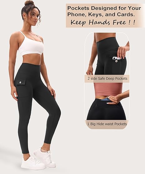 Workout Cargo Leggings with Pockets for Women Tummy Control Butt Lifting Leggings Gym Yoga Pants