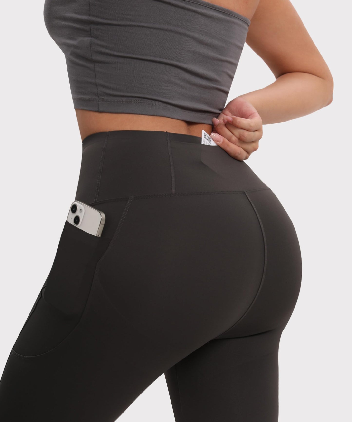 Curvphilo Tummy Control Compression Leggings with Pockets Butt lifting High Waist Pants for Women