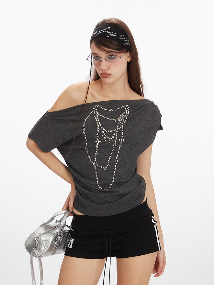 Asymmetric Off-Shoulder Crop Top