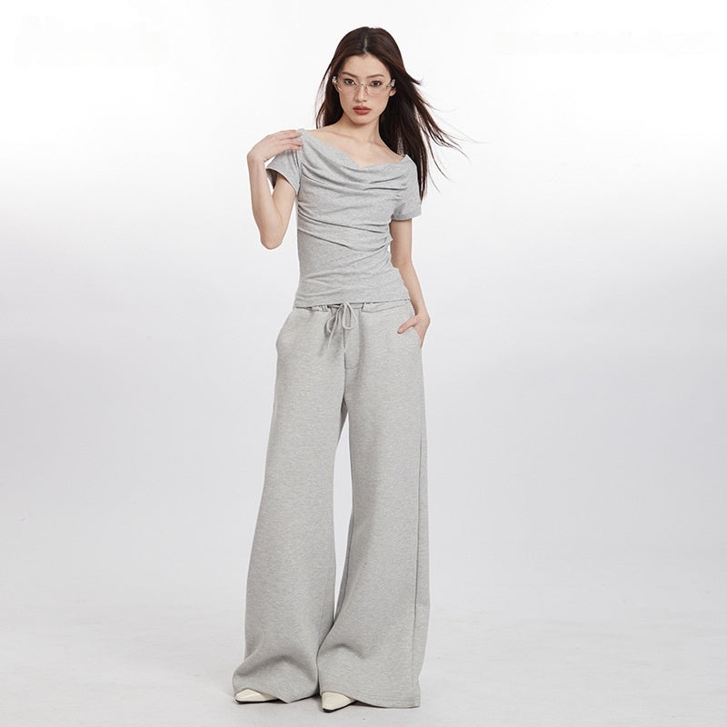 Ruched Slim Fit Crop Top Sexy Baddie Style Short Sleeve Tee