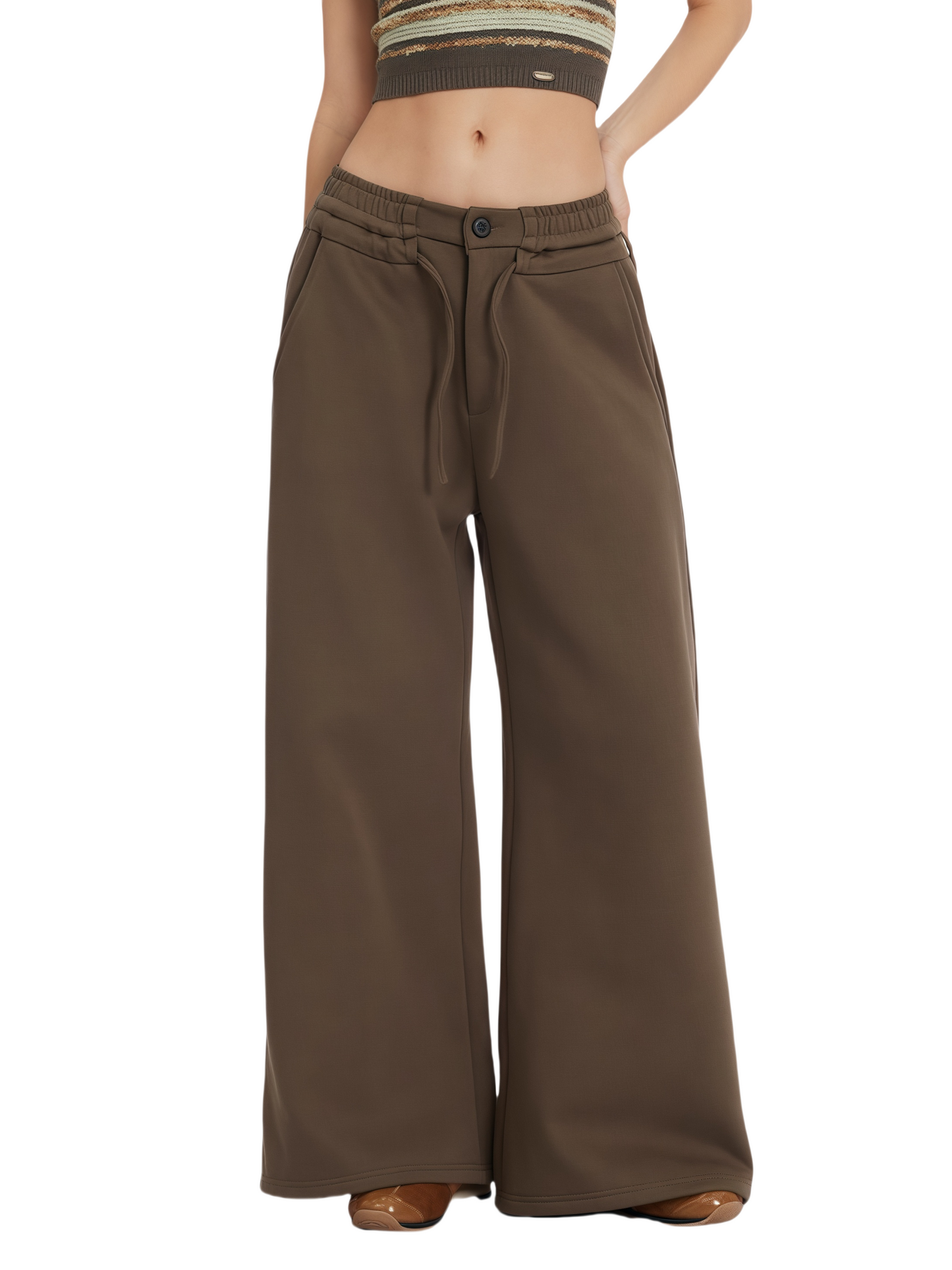 CurvPhilo Long Drag Pants Sport Elastic Pants Wide Leg Straight Street Pants