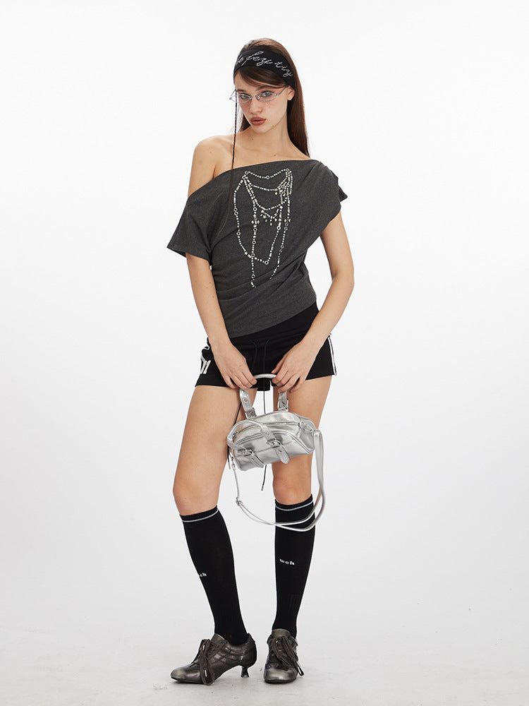 Asymmetric Off-Shoulder Crop Top