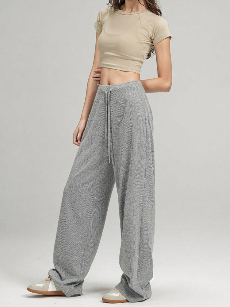 Cloud-Soft Knit Chill Pants – Minimalist Gray Relaxed Fit Loungewear