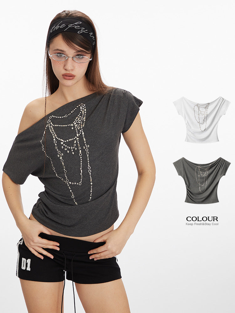Asymmetric Off-Shoulder Crop Top