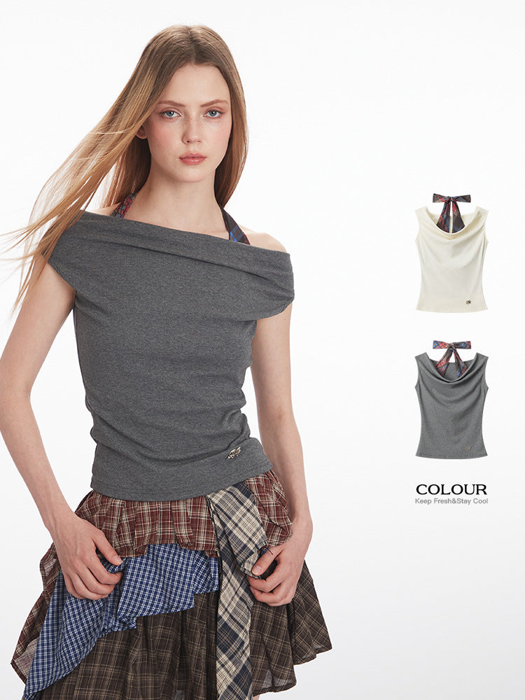 Draped Off-the-Shoulder Bow Detail Top