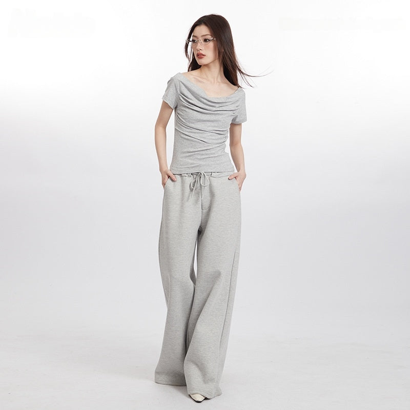 Ruched Slim Fit Crop Top Sexy Baddie Style Short Sleeve Tee