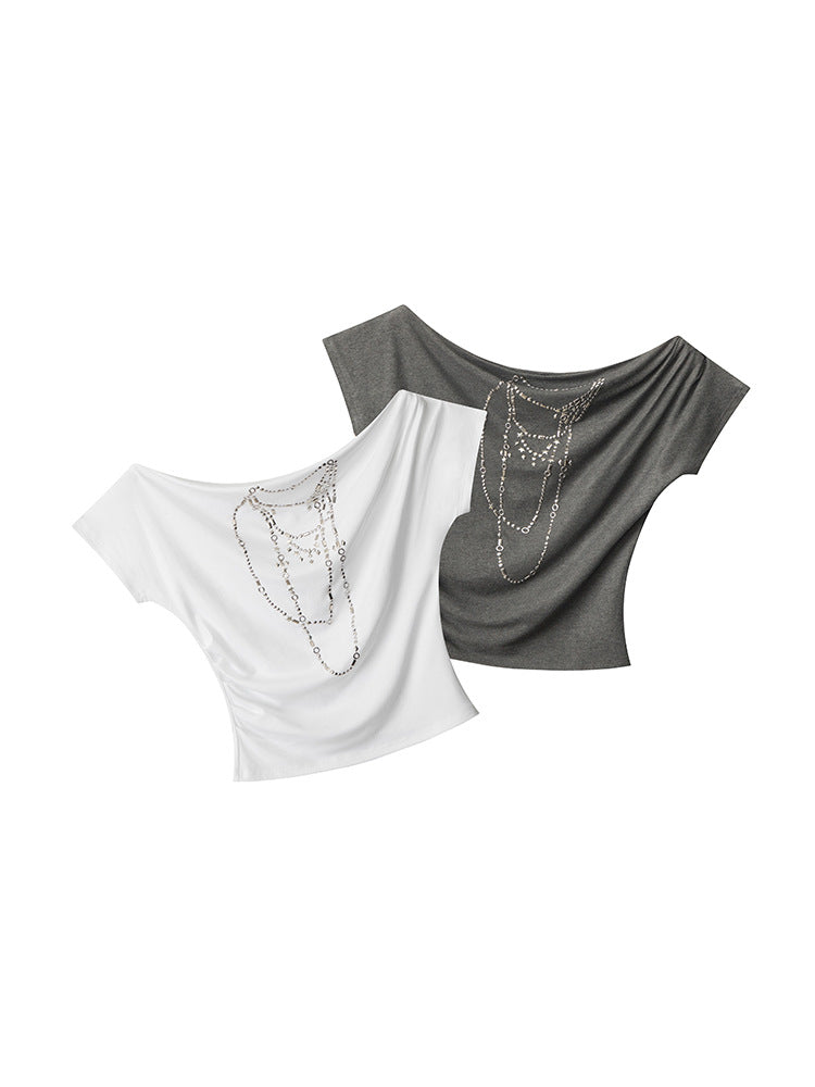 Asymmetric Off-Shoulder Crop Top