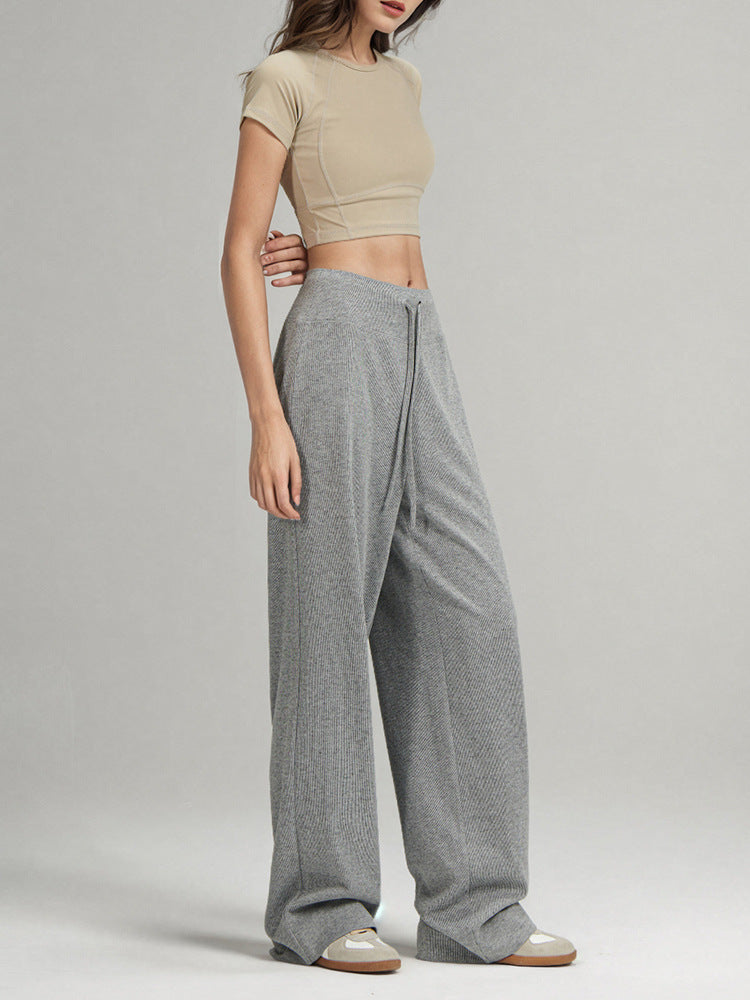 Cloud-Soft Knit Chill Pants – Minimalist Gray Relaxed Fit Loungewear