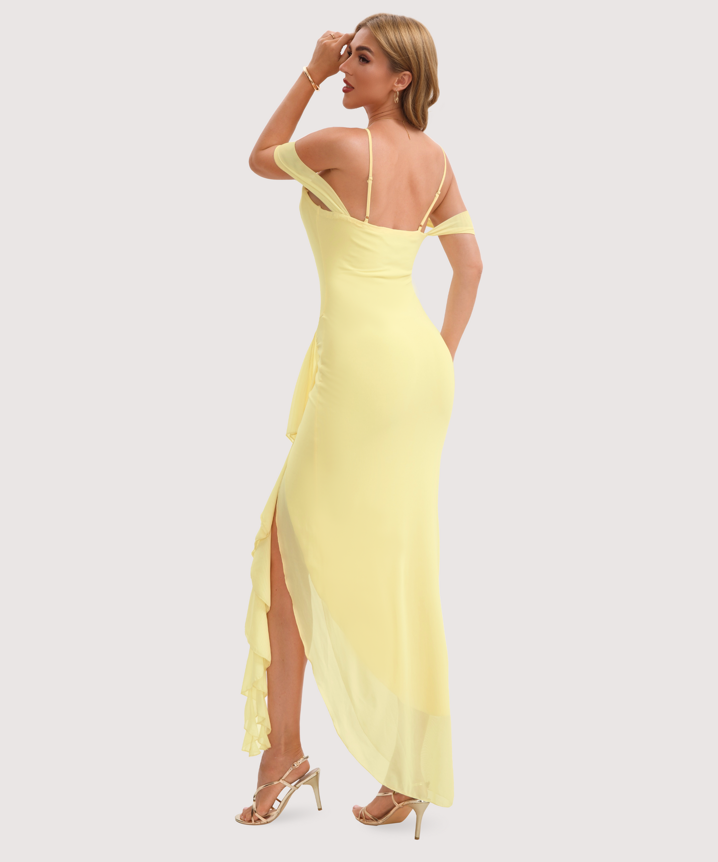 Maxi Dress with Tassel Off Shoulder Dress-Butter Yellow