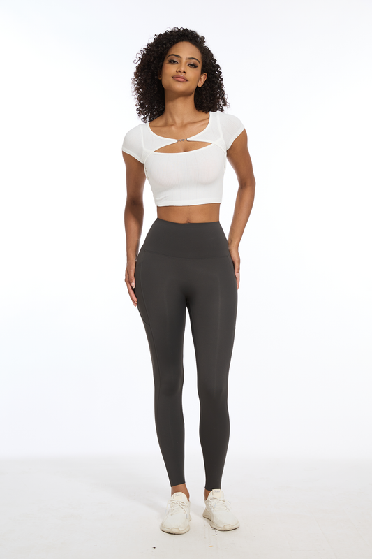 Curvphilo Tummy Control Compression Leggings with Pockets Butt lifting High Waist Pants for Women