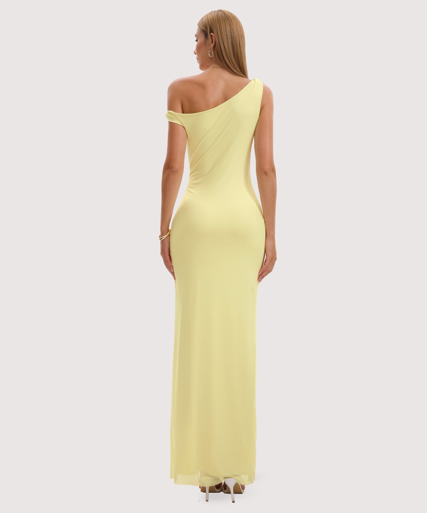 Twist Strap Side Slit Maxi Dress-Yellow