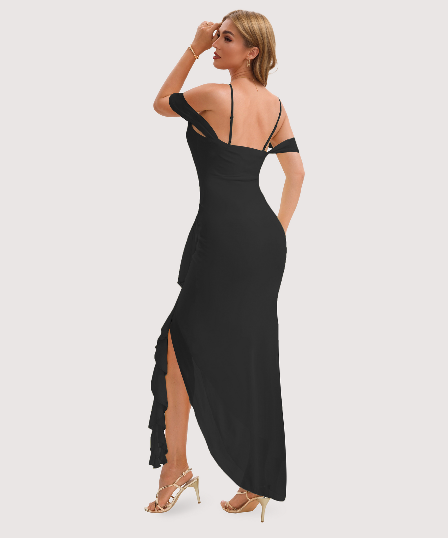 Maxi Dress with Tassel Off Shoulder Dress-Black