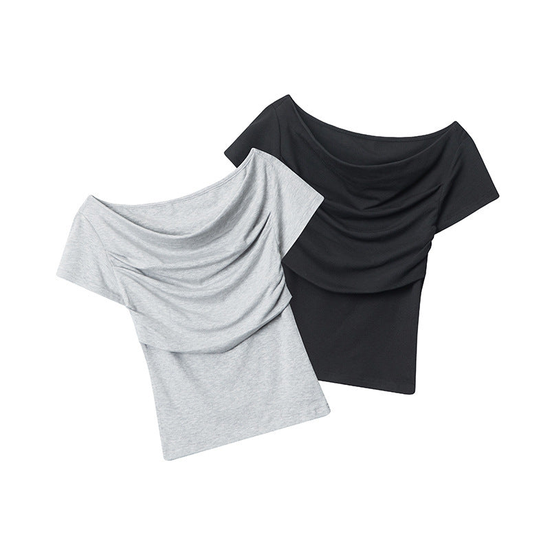 Ruched Slim Fit Crop Top Sexy Baddie Style Short Sleeve Tee