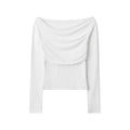 Ruched Off-the-Shoulder Slim Fit Long Sleeve Top